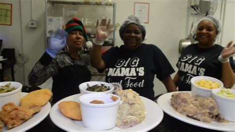 Big mama's soul food - Sep 8, 2023 · 1235 6th Ave N (Germantown) Nashville, TN 37208. (615) 248-4747. 1400 Murfreesboro Pike (Monell’s at the Manor) Nashville, TN 37217. (615) 365-1414. For an authentic soul food experience in Nashville, Monell’s delivers in spades. Noshing on collard greens, grits and gravy pork chops in a family-style setting might be a typical meal at ... 